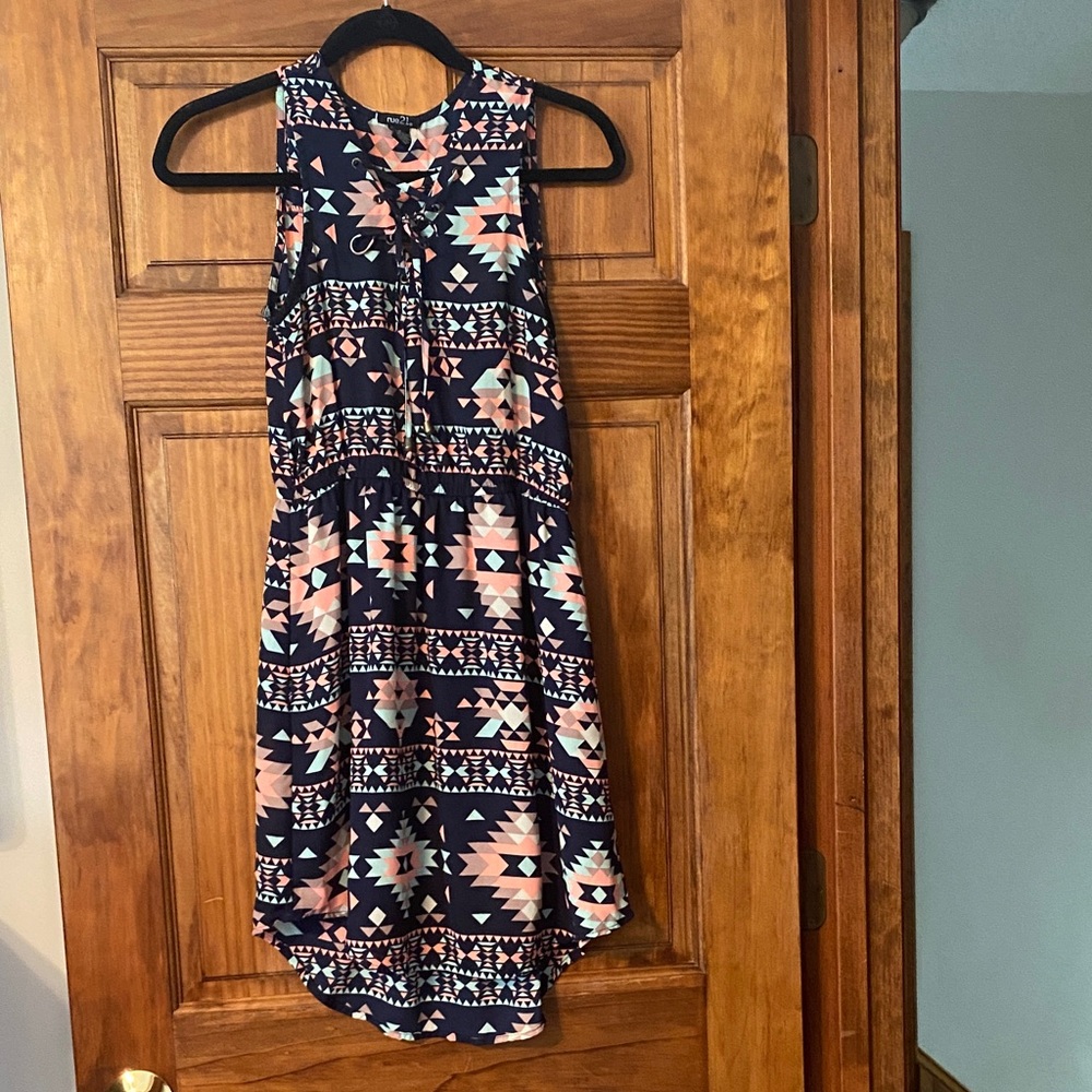 Rue21 Navy and Pink High Low Dress